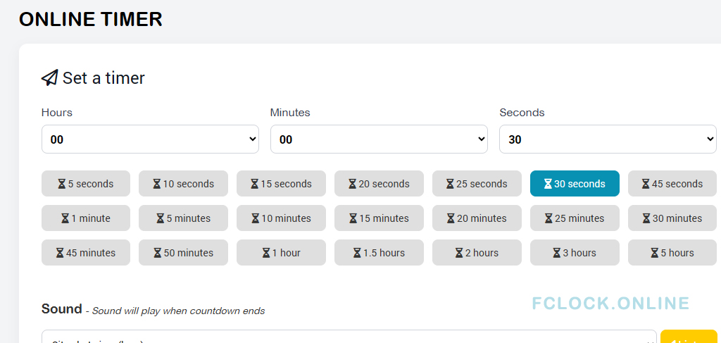 Timer online - Timer gratuito a schermo intero con avvisi